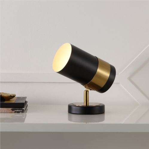 Jonathan Y astra 9.25 modern industrial iron adjustable indoor led floor spotlight black/brass gold