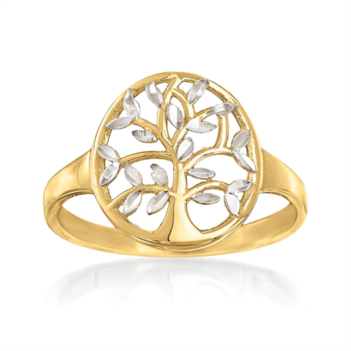 Ross-Simons 14kt 2-tone gold cut-out tree of life ring