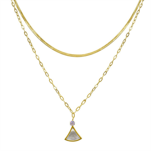 Adornia layered mixed chain ginko leaf necklace gold