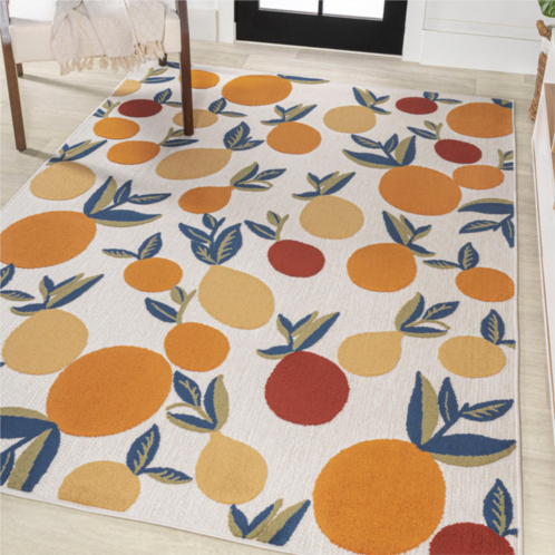 JONATHAN Y limone bold lemon high-low indoor/outdoor orange/beige/cream area rug