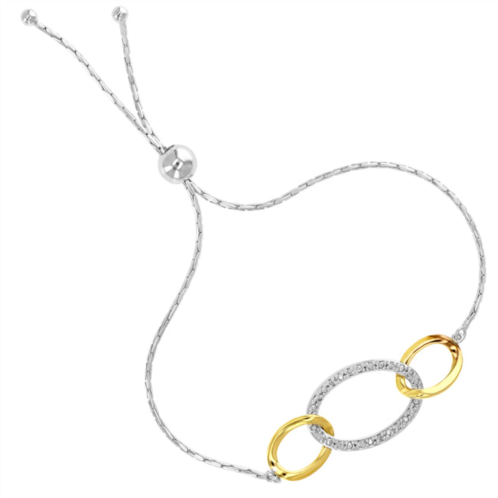 Vir Jewels 1/10 cttw diamond bolo bracelet yellow gold plated over sterling silver circles