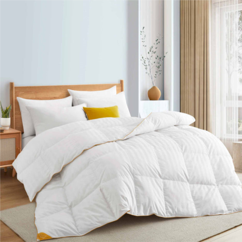 Puredown hotel quality white goose down comforter 100% cotton cover all season, king or queen