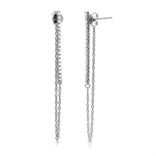 Adornia vertical bar drop and chain earrings silver