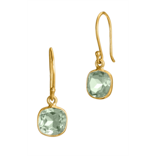 Savvy Cie Jewels 18k gold plated green amethyst 3.00 carat french wire earrings