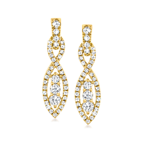 Ross-Simons diamond navette drop earrings in 18kt gold over sterling