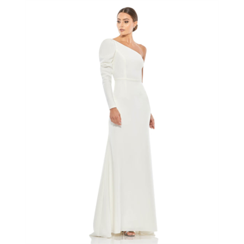 Mac Duggal one shoulder puff sleeve gown