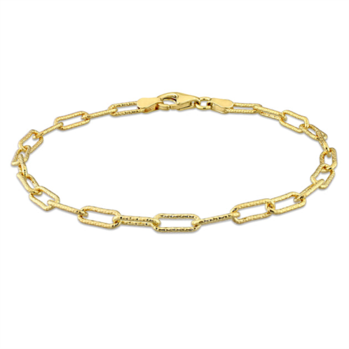 Mimi & Max 3.5mm fancy paperclip chain bracelet in yellow plated sterling silver - 7.5 in