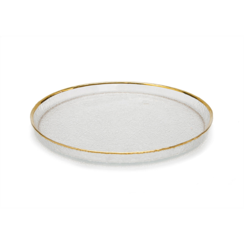 Classic Touch Decor set of 4 pebbled glass salad plates raised rim with gold border