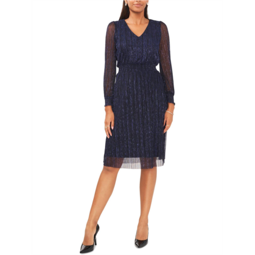 MSK petites womens smocked knee length midi dress