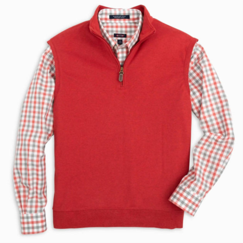 Jay Cotton mens paulo quarter zip vest in crimson