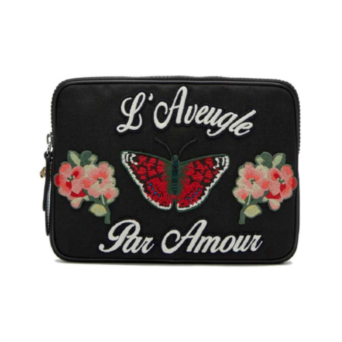 Gucci womens techno canvas embroide butterfly ipad case clutch