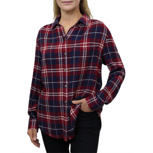 Beach Lunch Lounge womens plaid point-collar button-down top