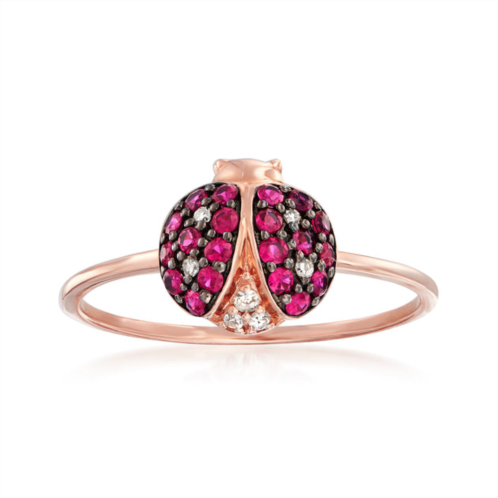 Ross-Simons ruby and diamond-accented ladybug ring in 14kt rose gold with black rhodium