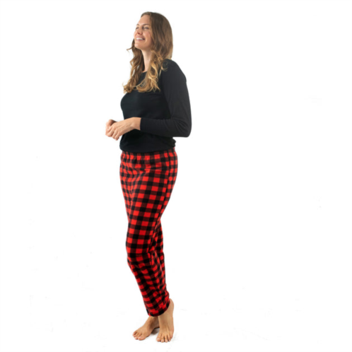 Leveret christmas womens cotton top and fleece pant pajamas plaid