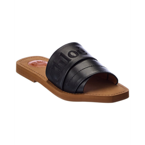 chloe woody leather slide