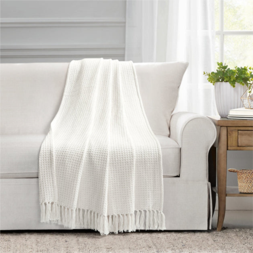 Lush Decor waffle cotton knit tassel fringe throw