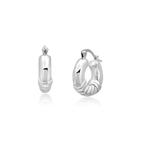 MAXCOLOR sterling silver round layered twist hoop earrings