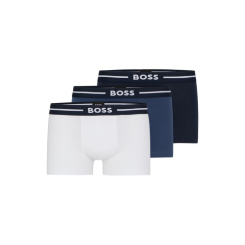 BOSS three-pack of stretch-cotton trunks with logo waistbands