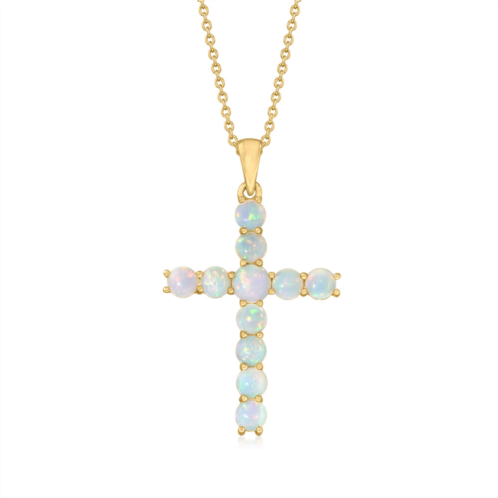 Ross-Simons ethiopian opal cross pendant necklace in 18kt gold over sterling