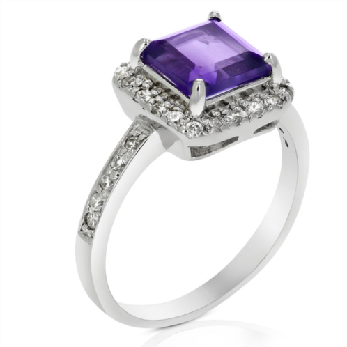 Vir Jewels 1.50 cttw purple amethyst ring .925 sterling silver with rhodium princess 7 mm