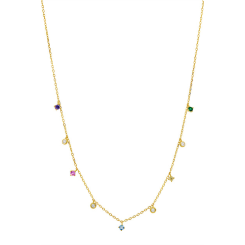 SAVVY CIE JEWELS 18k gold over sterling silver multi color single layer necklace