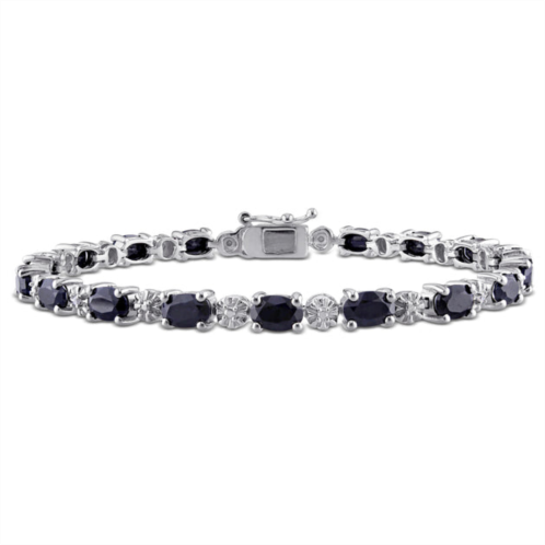 Mimi & Max 11 1/6ct tgw black sapphire and diamond accent bracelet in sterling silver