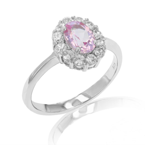 Vir Jewels 0.70 cttw pink topaz ring .925 sterling silver with rhodium plating oval shape