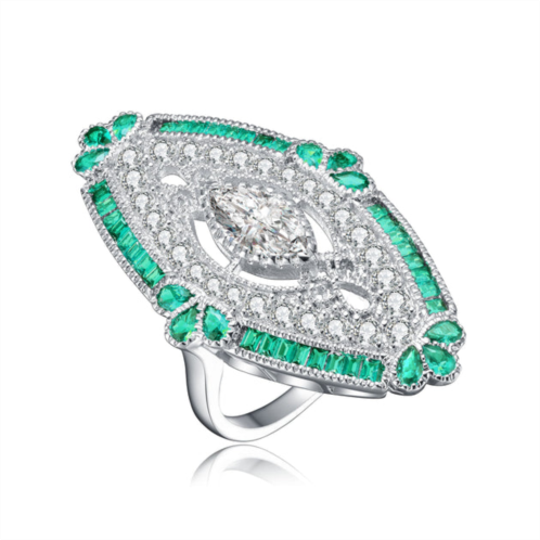 Genevive sterling silver emerald cubic zirconia coctail ring