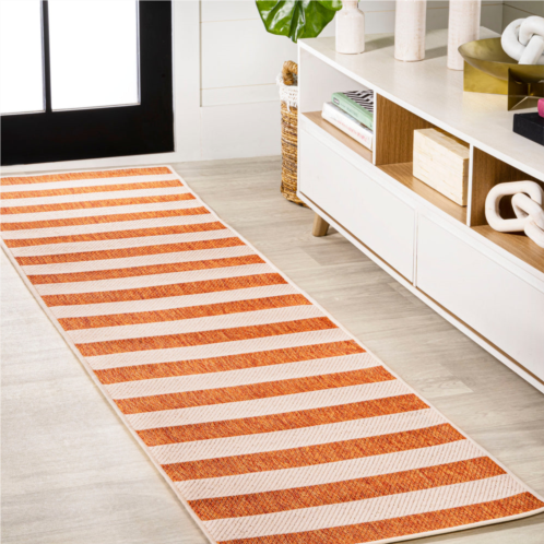 JONATHAN Y negril two-tone wide stripe indoor/outdoor runner rug