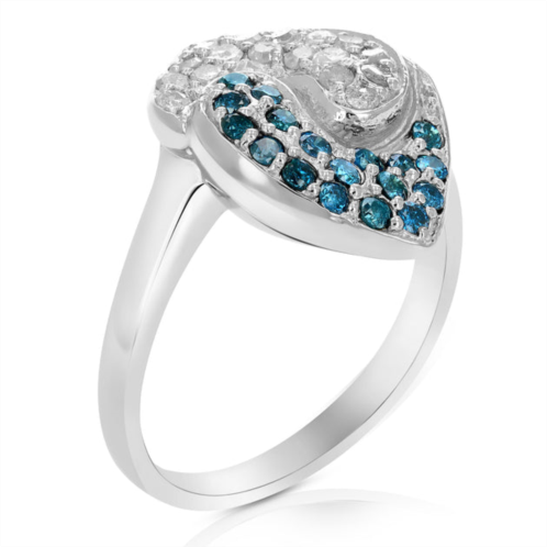 Vir Jewels 0.80 cttw blue and white diamond ring .925 sterling silver with rhodium plating