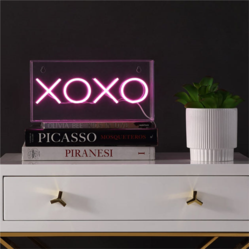 JONATHAN Y xoxo 11.75 contemporary glam acrylic box usb operated led neon light