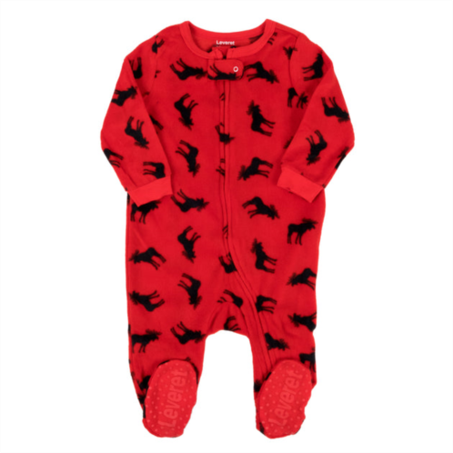 Leveret christmas kids footed fleece pajamas moose