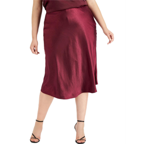 Bar III plus womens satin calf midi skirt