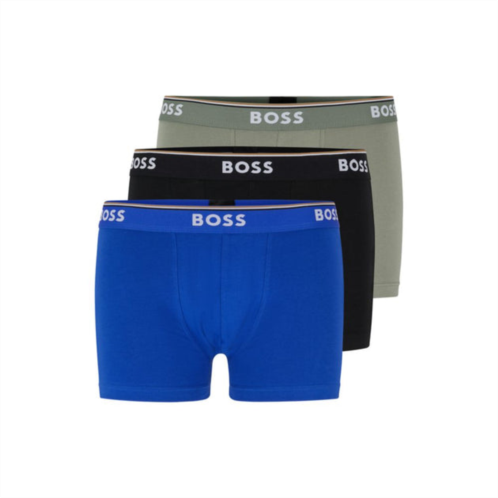 BOSS three-pack of stretch-cotton trunks with logo waistbands