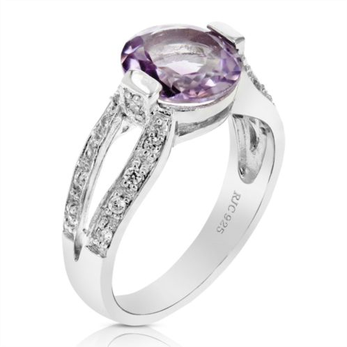 Vir Jewels 1.85 cttw purple amethyst ring .925 sterling silver with rhodium round 9 mm