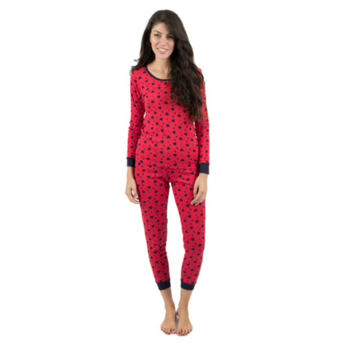 Leveret womens two piece cotton pajamas navy hearts