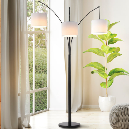 JONATHAN Y barrie 78.5 3-light mid-century modern head-adjustable iron led arc floor lamp