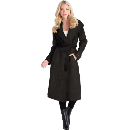 Tahari juliette womens wool blend faux leather trim wool coat