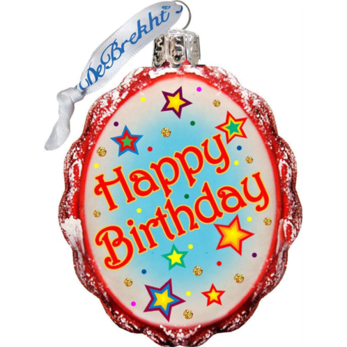 Designocracy happy birthday glass keepsake ornament