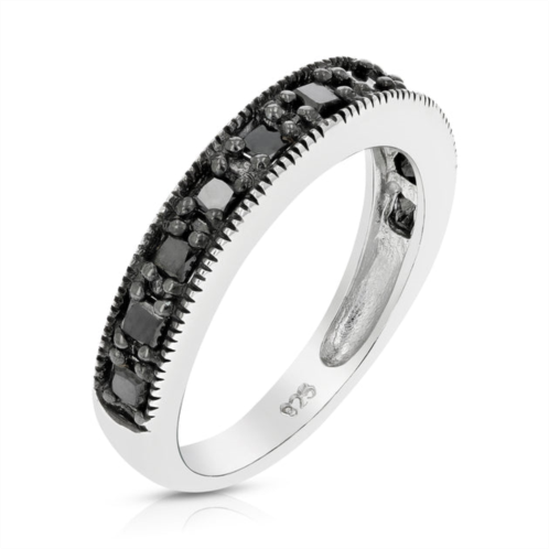 Vir Jewels 1/2 cttw princess cut black diamond wedding band .925 sterling silver rhodium