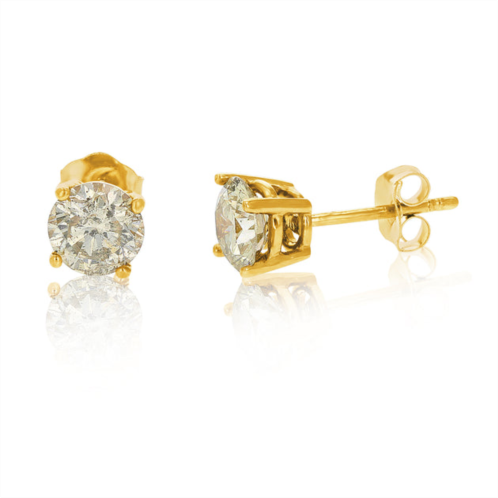 Vir Jewels 1/2 cttw champagne diamond stud earrings 14k yellow gold round with push backs