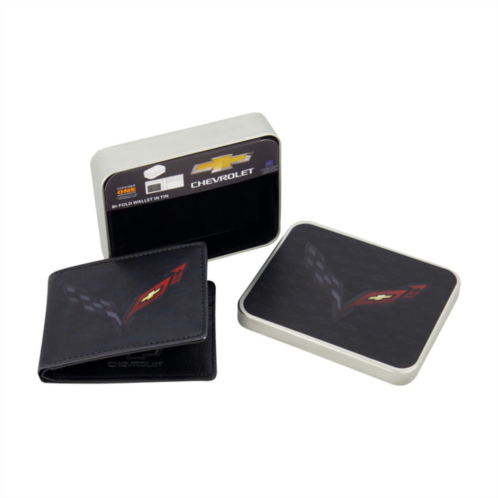 Concept One gm chevrolet logo bifold wallet, slim wallet with decorative tin for men and women