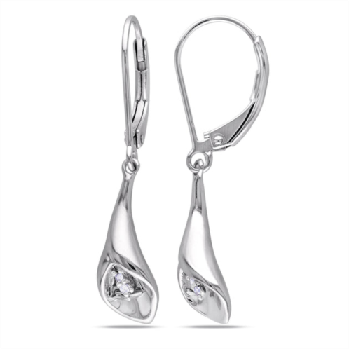 Mimi & Max diamond calla lily leverback earrings in sterling silver