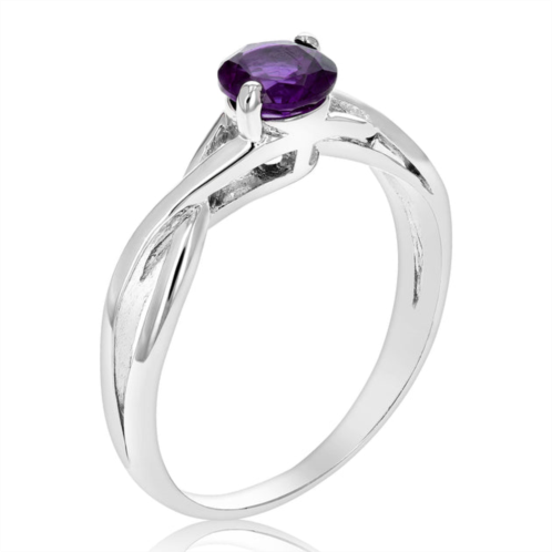 Vir Jewels 1/2 cttw purple amethyst solitaire ring .925 sterling silver twisted design 6 mm