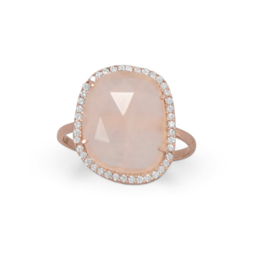 Liv Oliver 18k rose gold plated rose quartz oval cz ring