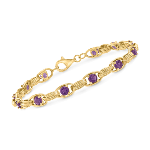 Ross-Simons amethyst oval-link bracelet in 14kt yellow gold