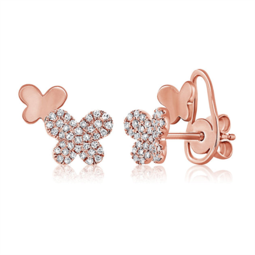 Sabrina Designs 14k gold & diamond double butterfly stud earrings