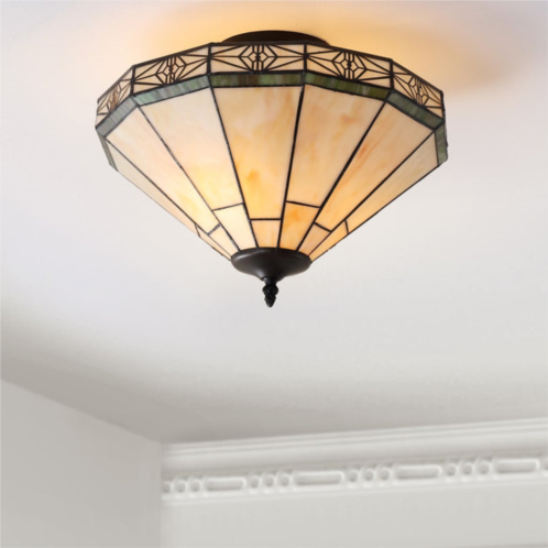 JONATHAN Y jasmine 16 tiffany-style glass/metal led semi-flush mount