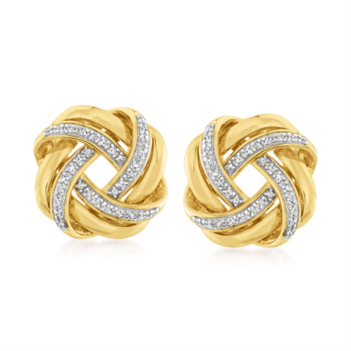 Ross-Simons diamond love knot earrings in 18kt yellow gold over sterling