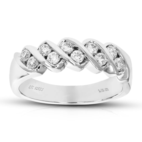 Vir Jewels 1/2 cttw round cut lab grown diamond engagement ring .925 sterling silver channel set